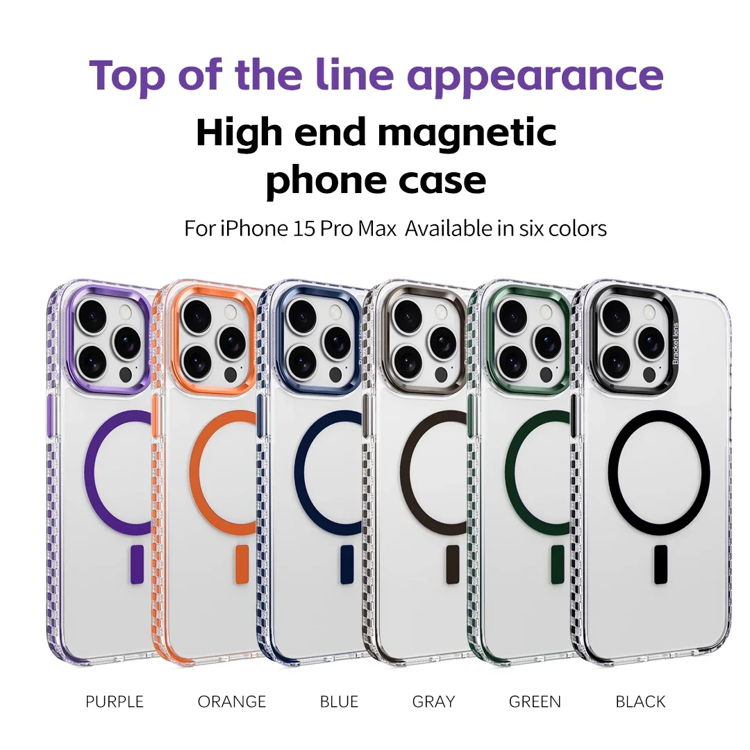 Coque de téléphone antichoc magnétique de luxe pour iPhone 15 16 13 14 16 Pro Max 11 16 Plus support invisible pour objectif Protection arrière_voghion.com