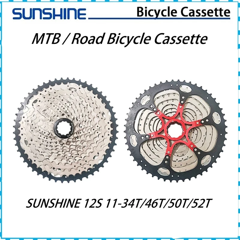 

Кассета для горного велосипеда SUNSHINE, кассета свободного колеса 12 S 34T 46T 50T 52T для SHIMANO SRAM, запчасти для велосипеда, кассета для горного и дорожного велосипеда