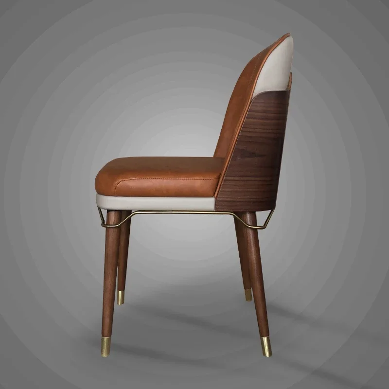 

Nordic Leather Dining Chair Solid Wood Modern Simple Light Luxury Chair Buffets Sillas Para Sala De Estar Home Furniture GPF50YH