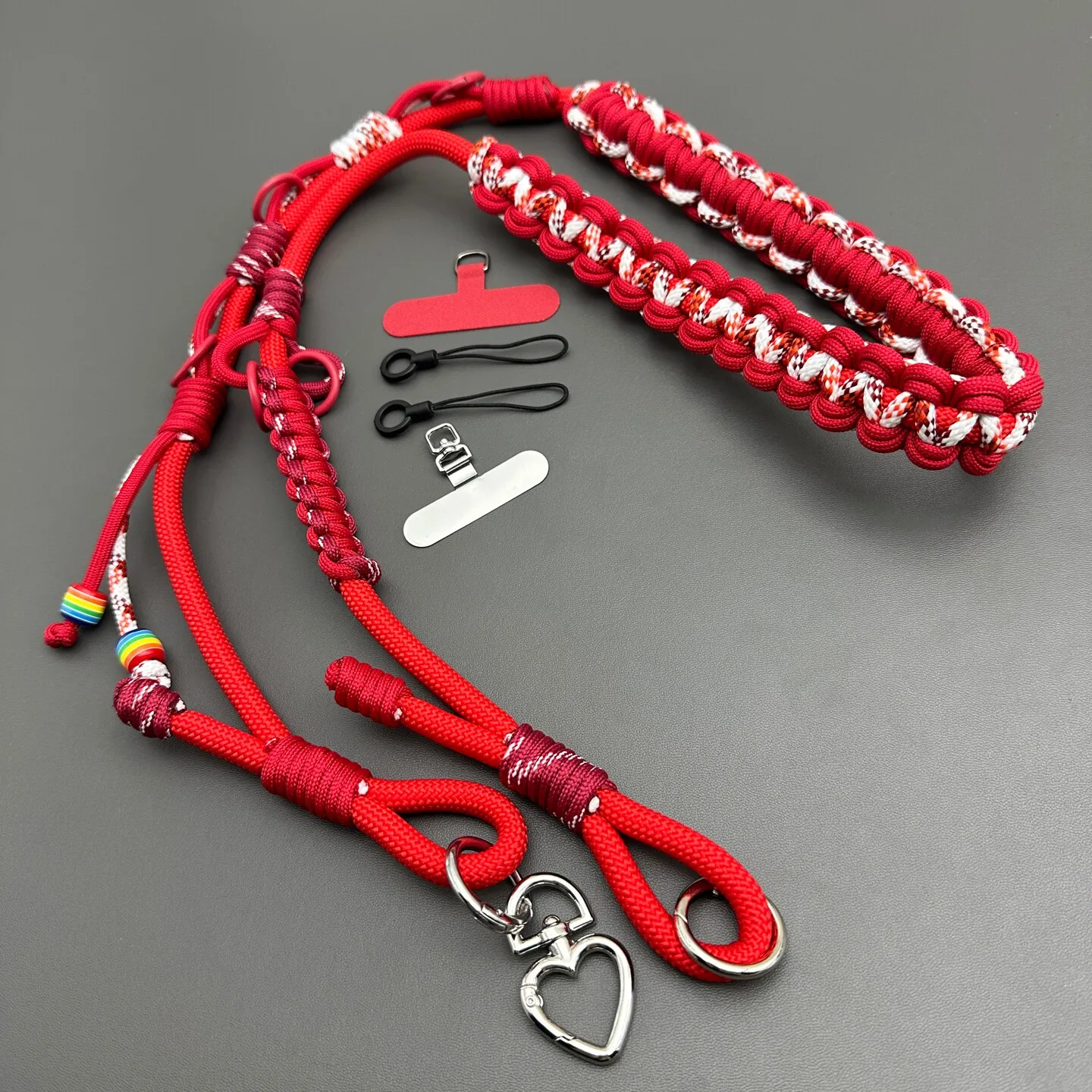 Adjustable Multifunctional Red Phone Lanyard Hand-woven Crossbody Bag Paracord Outdoor Anti-lost Replacement Camera Bag Strap
