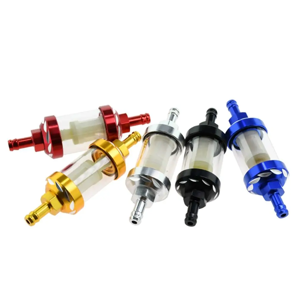 

8mm CNC Aluminum Alloy Glass Motorcycle Gas Fuel Gasoline Oil Filter Motorcycle Accessories for ATV Dirt Pit Bike Motocross