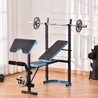 HOMCOM Adjustable Weight Bench with Leg Developer Barbell Rack for Lifting and Strength Training