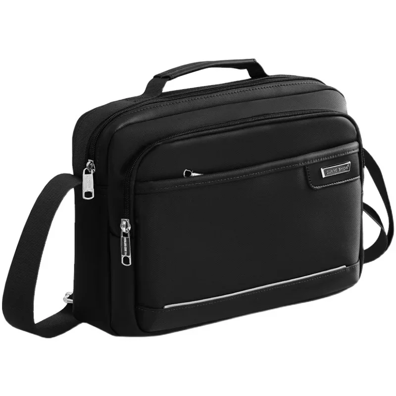 Men's Horizontal Shoulder Bag with Reflective Strip Nylon Messenger Bag