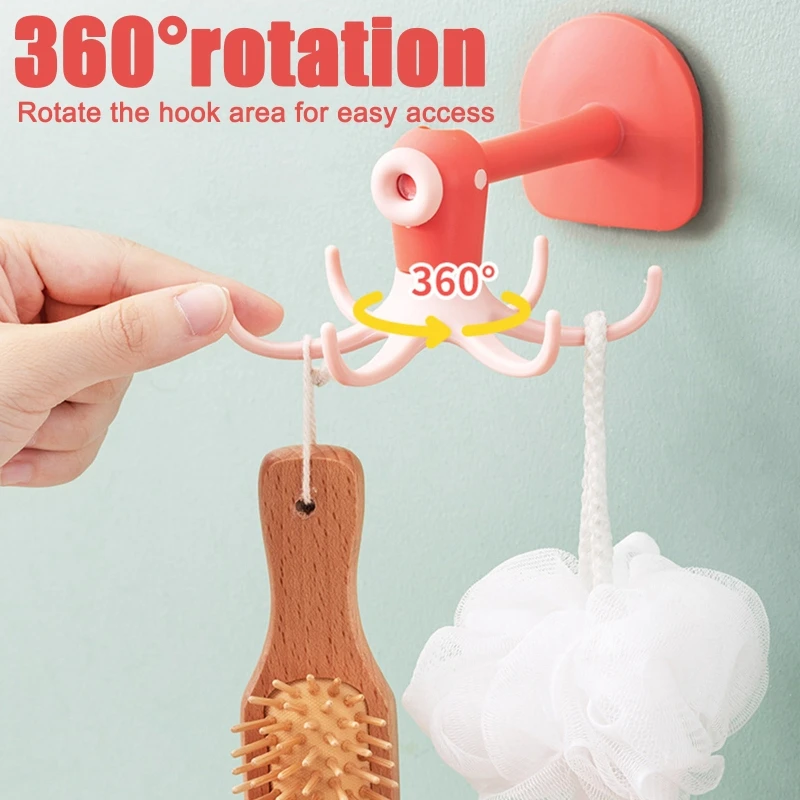 360 Degrees Rotated Kitchen Hooks Self Adhesive 6 Hooks Home Wall Door