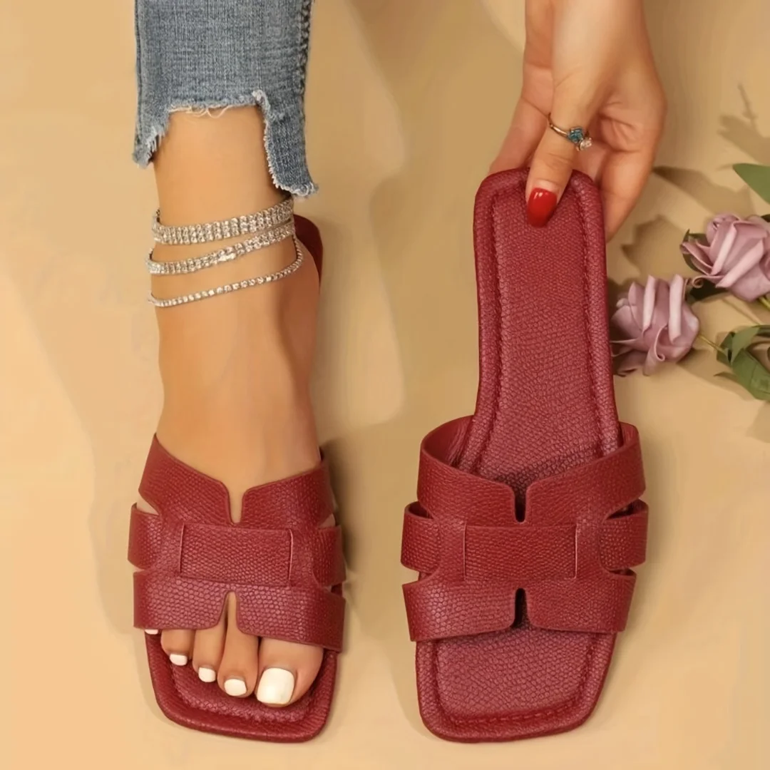 Plus Size Damen-Sandalen, trendige gestrickte flache Unterseite, lässige Paar-Strandschuhe, Sommer-Oberbekleidung, bequeme Sandalen für Damen – Detail 4