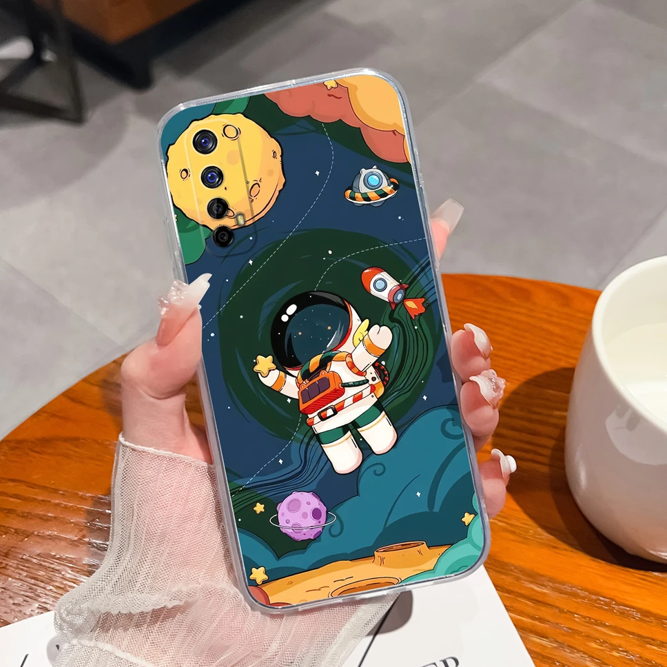 Gradient Flowers Pattern Soft Clear TPU Silicone Phone Case
