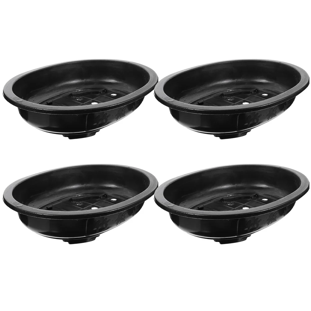 

4Pcs 15Large Garden Bowl Pots For Bonsai Shallow Plant Pot Drain Hole Plastic Flowerpot Drainage Plug Gardening Pots For Bonsai