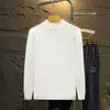 Autumn Winter Men's Clothing Solid Color Pullover Sweater Knitted Half High Collar Screw Thread Flocking Boyfriend Retro Tops 2