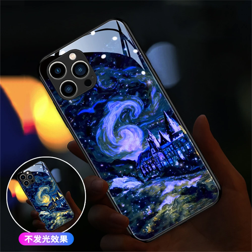 

Dreaming Castle 7 Color Led Light Phone Case For XiaoMi 13 12 11 Pro Ultra RedMi K60 K50 Poco F3 F4 F5 Luminous Cover