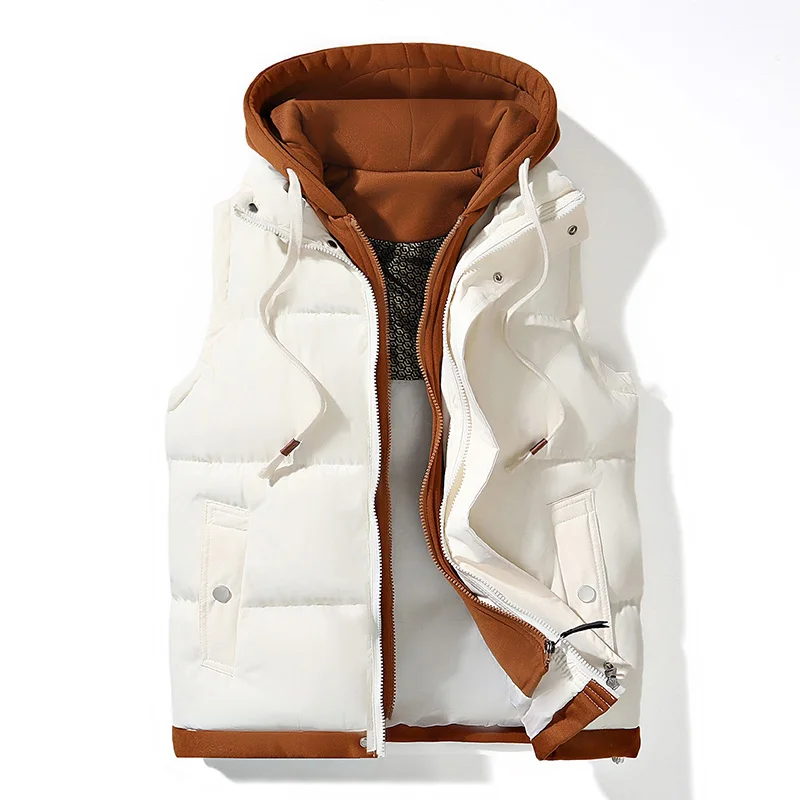 Veste sans manches homme avec capuche chaude et coupe-vent pour l'automne hiver