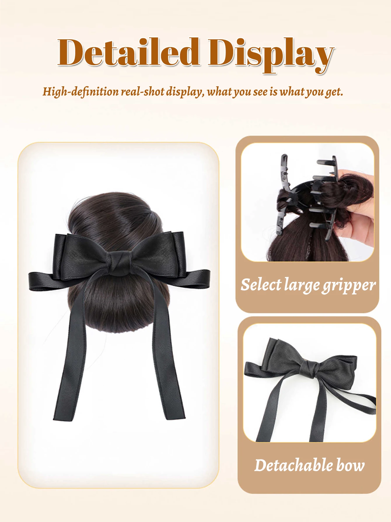 Synthetic Hair Claw Clip for Curly Bun Ponytail Extensions