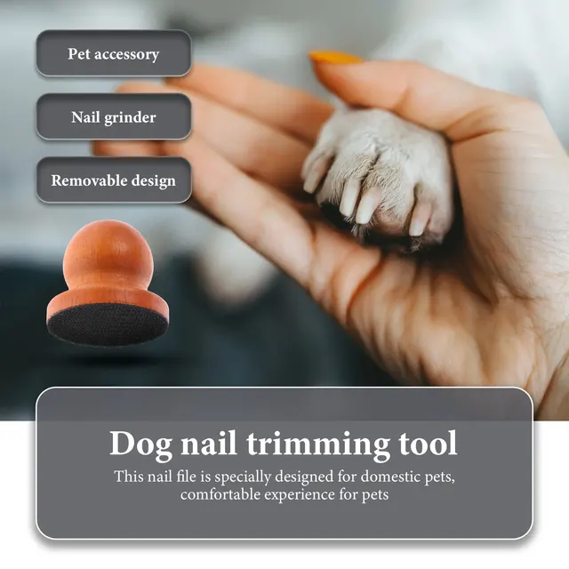 1Set Detachable Pet Nail File Wooden Handle Dog Grinding Tool Round Shape for Comfortable Trimming Puppy Nail Care Kit 4