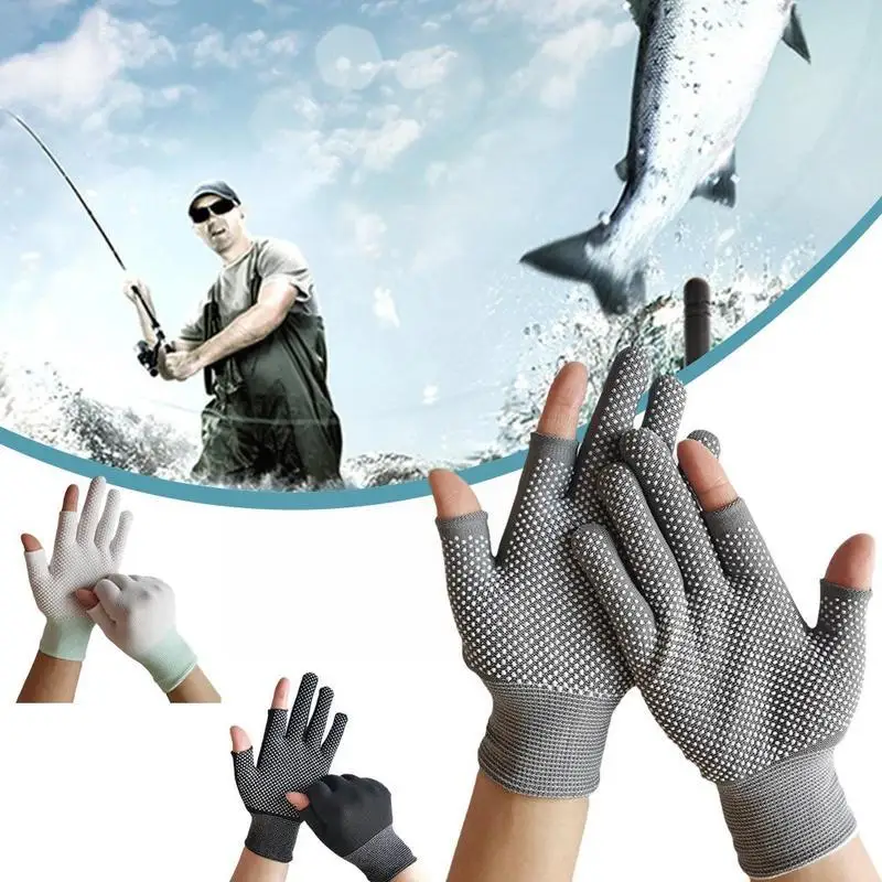 Non-Slip Fishing Gloves Nylon Breathable Quick Drying Sport Gloves Sunscreen Half Cycling Fingers 3