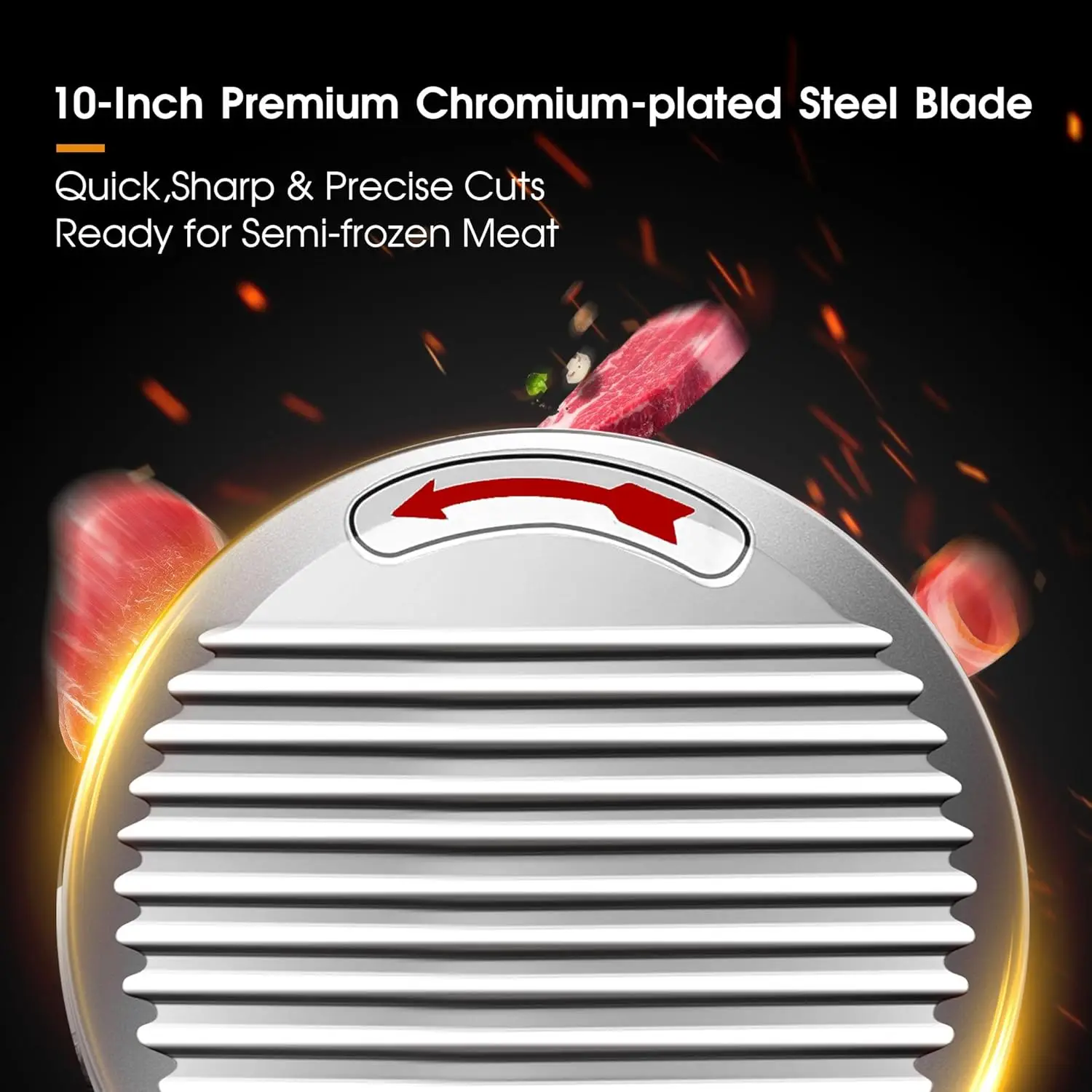 Slicer Machine,10 inch Commercial Meat Slicer, 240W Frozen Meat Cheese Deli Slicer,Premium Chromium-plated Steel Blade Semi-Auto 4