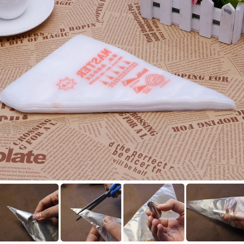 20/50/100pcs Disposable Pastry Bags S M L 3 Size Disposable Piping Bag Icing Fondant Cake Cream Decorating Pastry Tip Tools