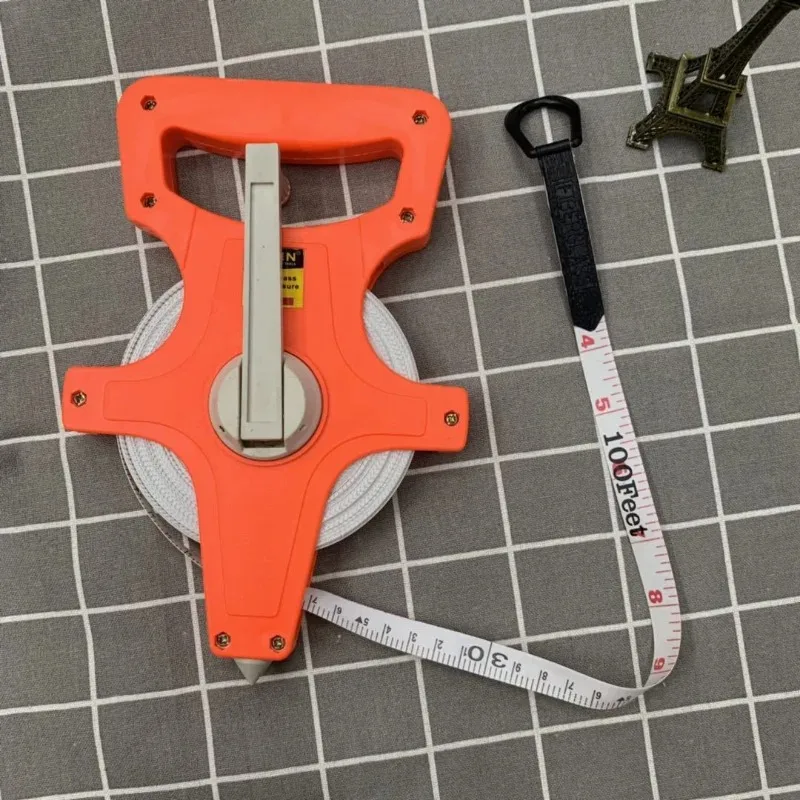 Open Reel Fiberglass Tape Measure 1Pc 30m/50m/100m Inch Metric Scale Impact Resistant Plastic tape measure measuring tape