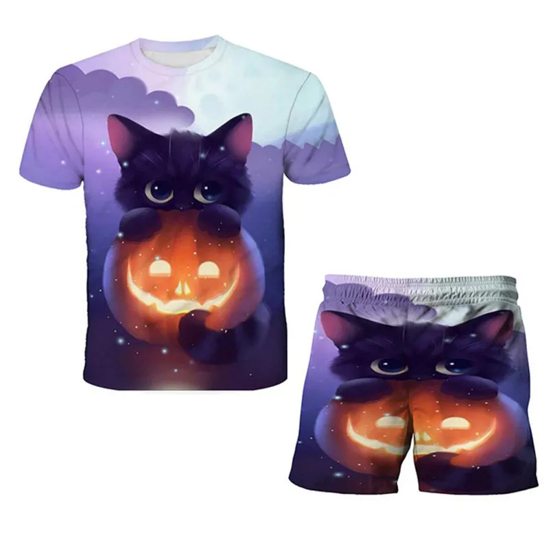 

Модная летняя повседневная одежда для маленьких мальчиков с рисунком кота и шортов, комплект детской одежды из 2 предметов для мальчиков, костюмы, детская одежда