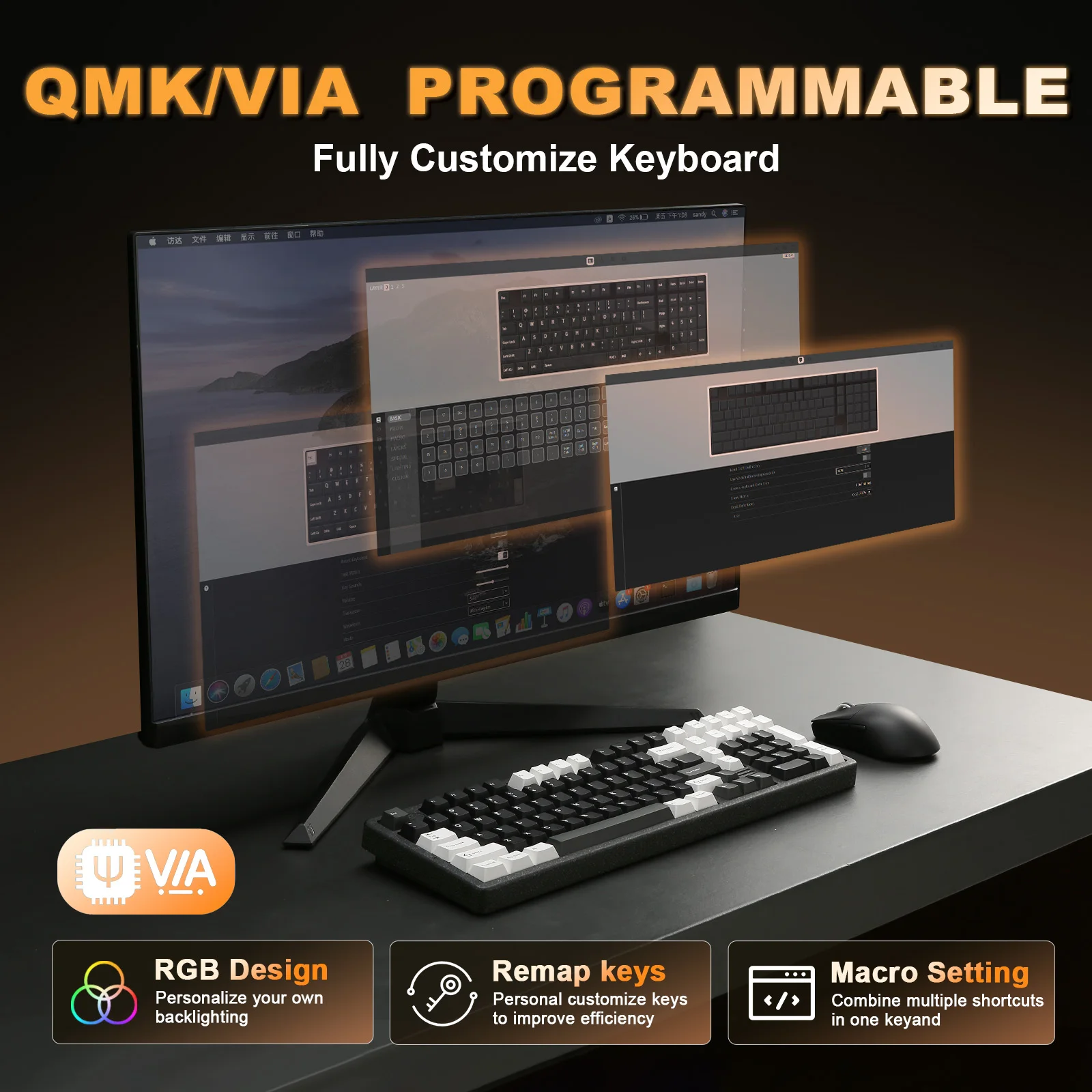 YUNZII AL98 Clavier Mecanique Gamer Sans Fil, Clavier Gaming En