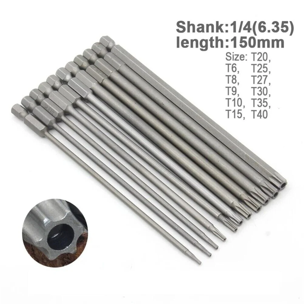 Screw Driver Tips With 6.35mm/1/4 Inch Hex Shank Exquisite Workmanship Security Tamper Proof Strong Magnetic Star Drill Bit Set