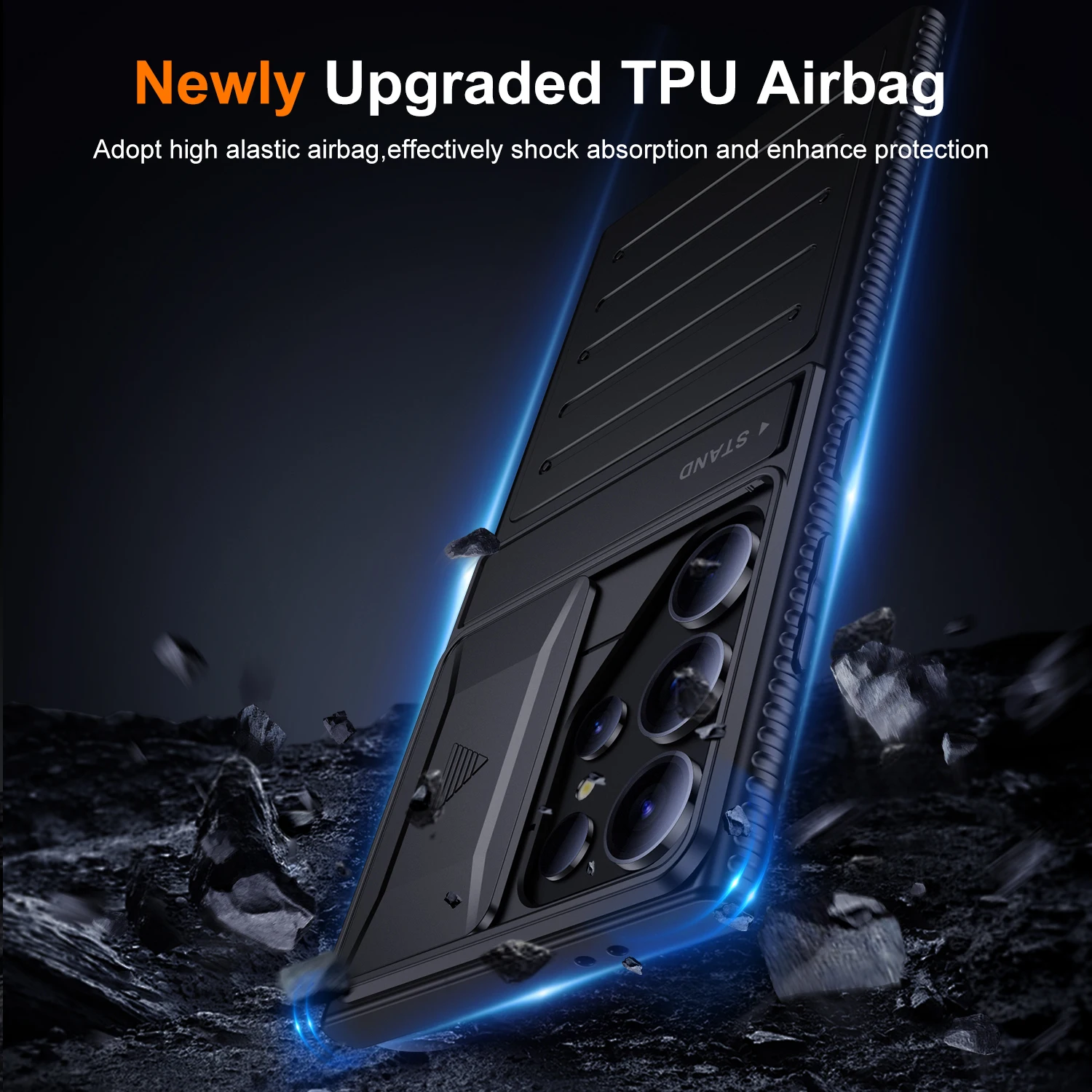 Enhanced Protective Phone Case with Slide Camera Cover, Anti-Drop Airbag Design, Wireless Charging Compatible, Hard PC Armor, Slim Profile