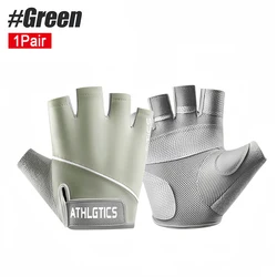 Breathable Fingerless Workout Gloves - M (Green)