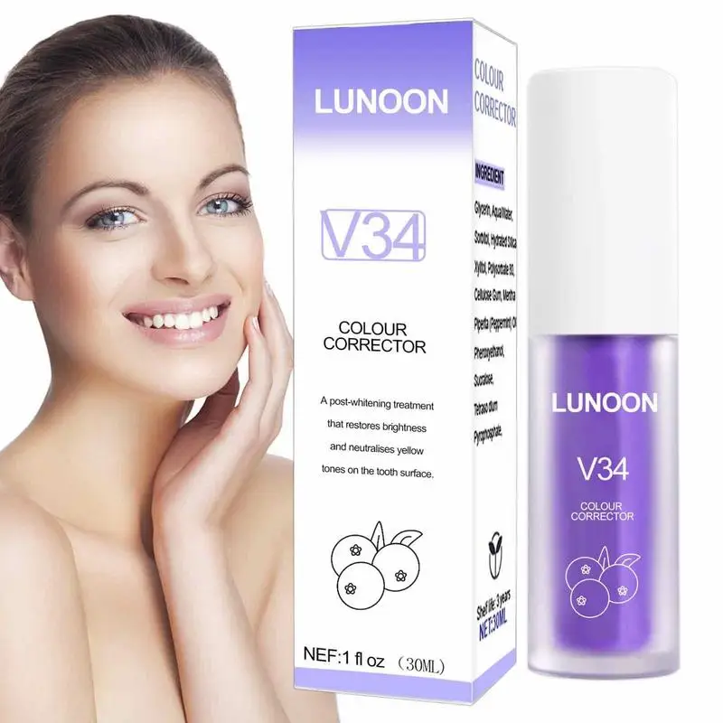 V34 Teeth Whitening Toothpaste Tooth Colour Corrector 30ml Enamel Care Toothpaste Intensive Stain Removal Reduce Yellowing