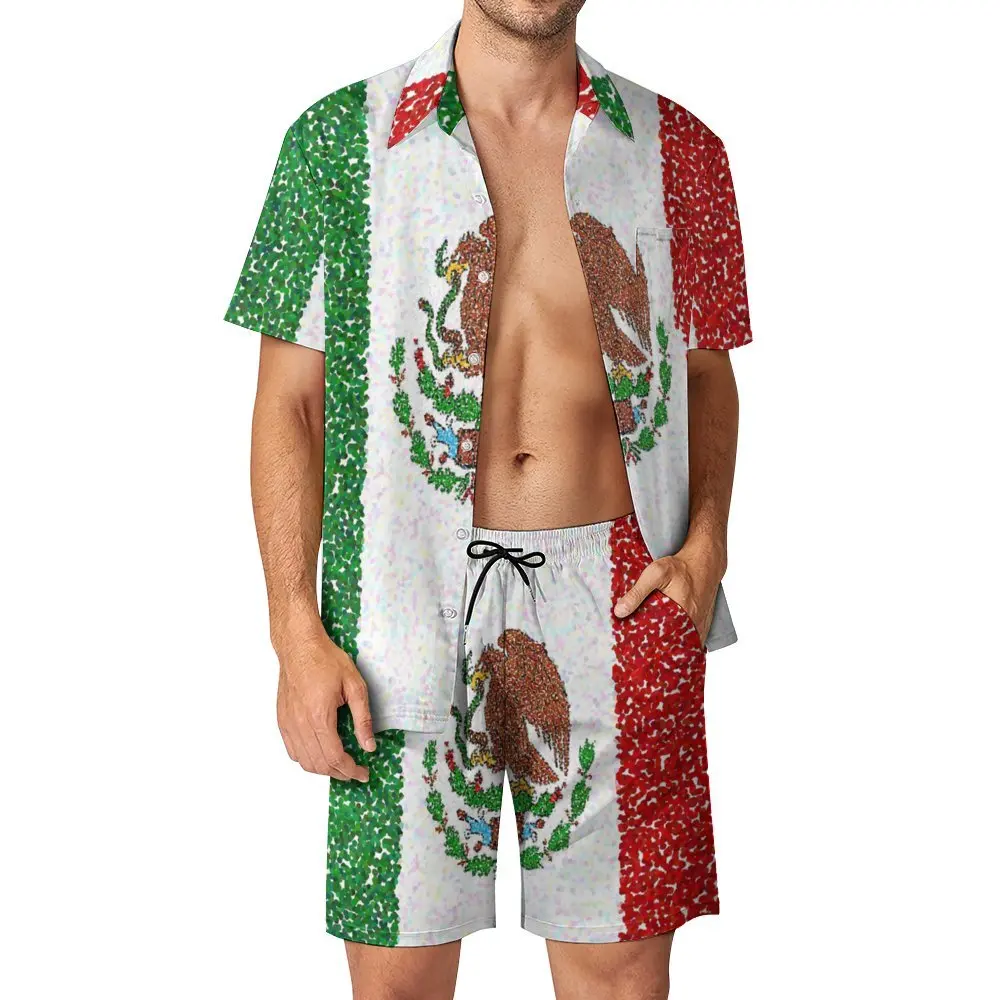 

Мужской пляжный костюм с флагом Мексики, Забавный комплект из 2 предметов, высококачественный пляжный костюм с координатами, европейский размер