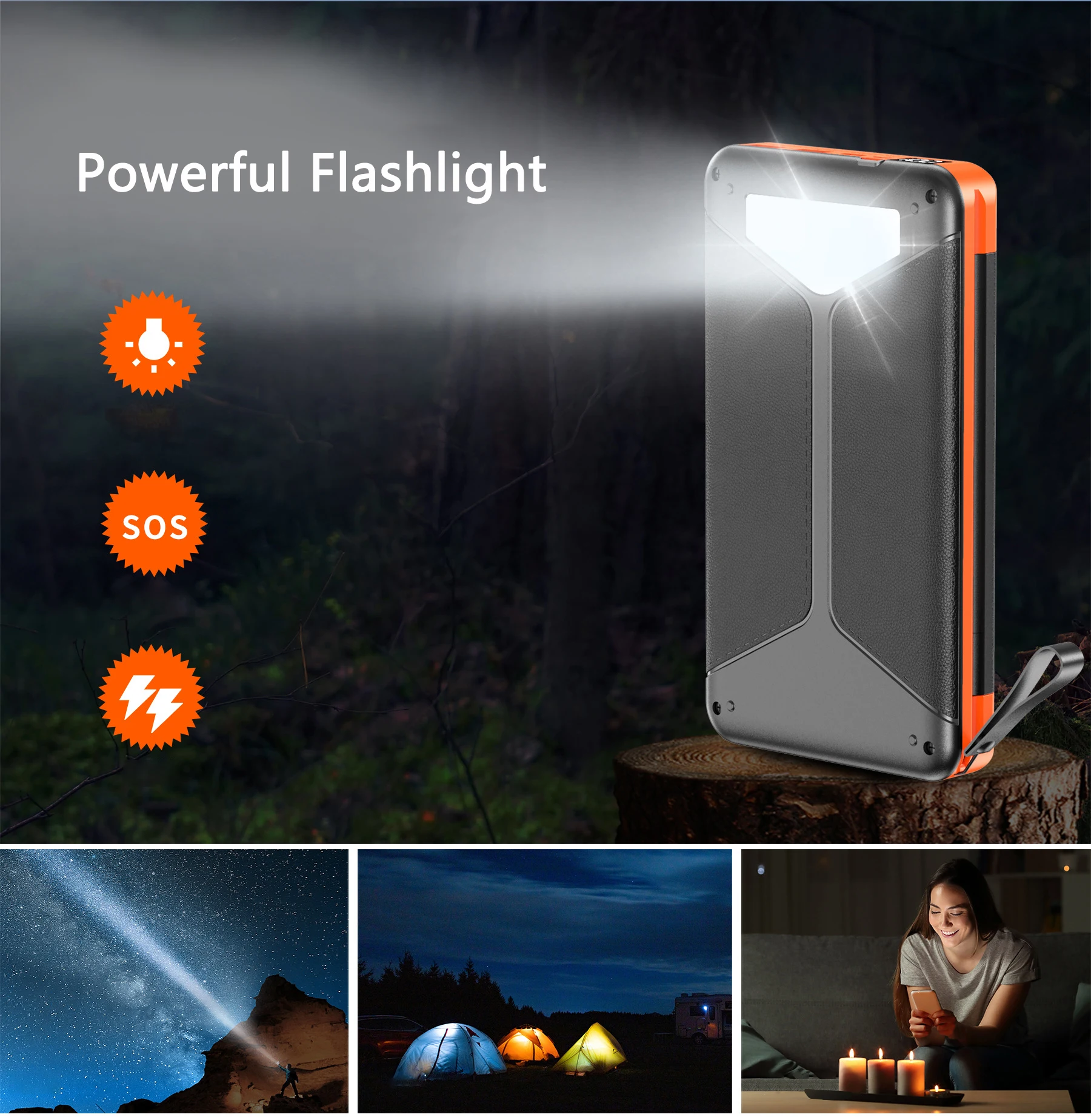 Solar Power Bank With 3 Panels 20000mah Portable Wireless Charger_voghion.com