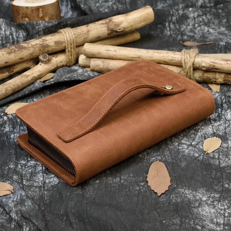 Fashionable Double-layer Zipper Leather Wallet, Large Capacity Card Holder Clutch Bag for Outing