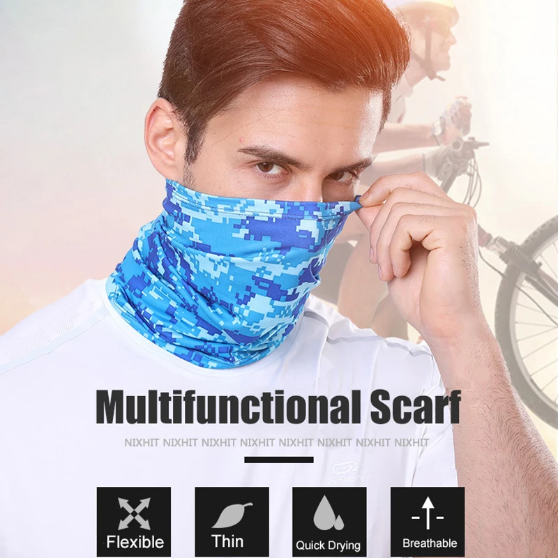 NIXHIT Men Women Camouflage Bandana Ice Silk Half Face Neck Gaiter Cover Scarf Cycling Hunting Fishing Dustproof Balaclava X004