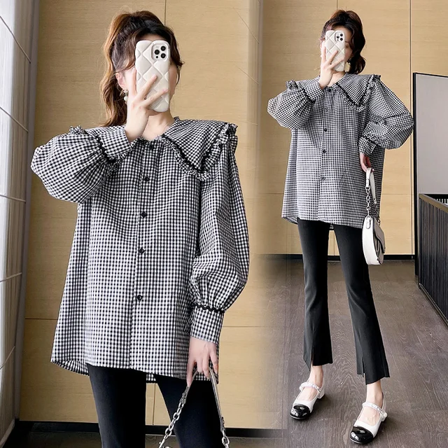 2023 Spring Fashion Maternity Blouses Sweet Cute Loose Shirt Clothes for Pregnant Women Postpartum Pregnancy Nursing Tops