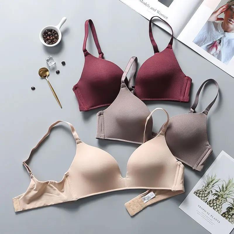 Thin Clothes Wireless Bra Small Chest Push up One Piece Cosy Girl Japanese High School Students Seamless Underwear for Women 4