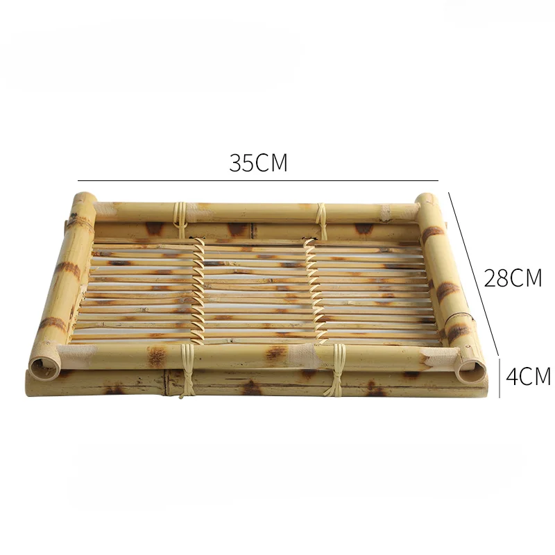 Natural Bamboo Woven Tray Thai Serving Tray Creative Characteristic Fried Food Afternoon Tea Dessert