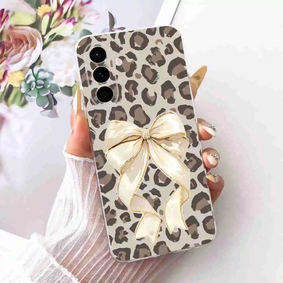 Cute Cat & Floral Design Soft TPU Clear Phone Case with Bumper Shell