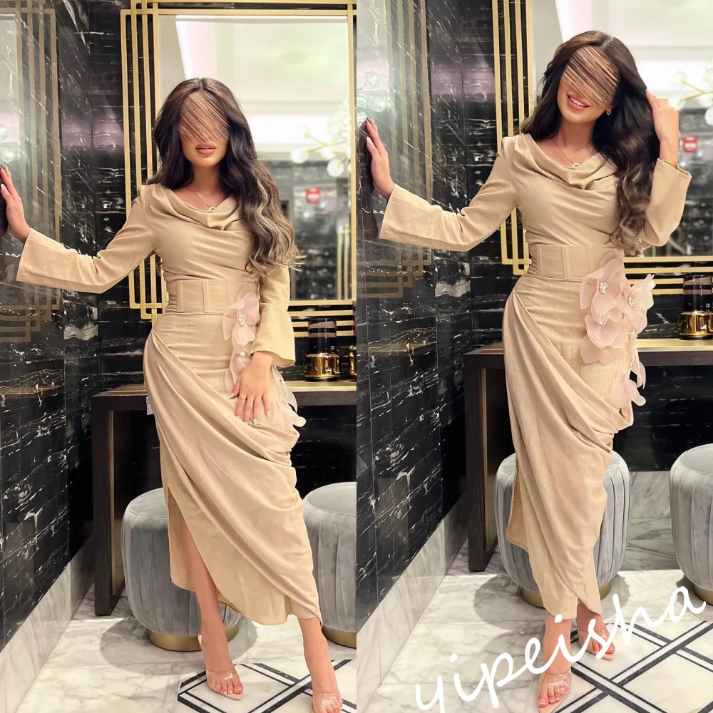 

Ball Prom Dresses Poretrait Mermaid Anke Length Evening Flower Chiffon Formal Occasion Gown Пышное свадебное платьеفساتين منا