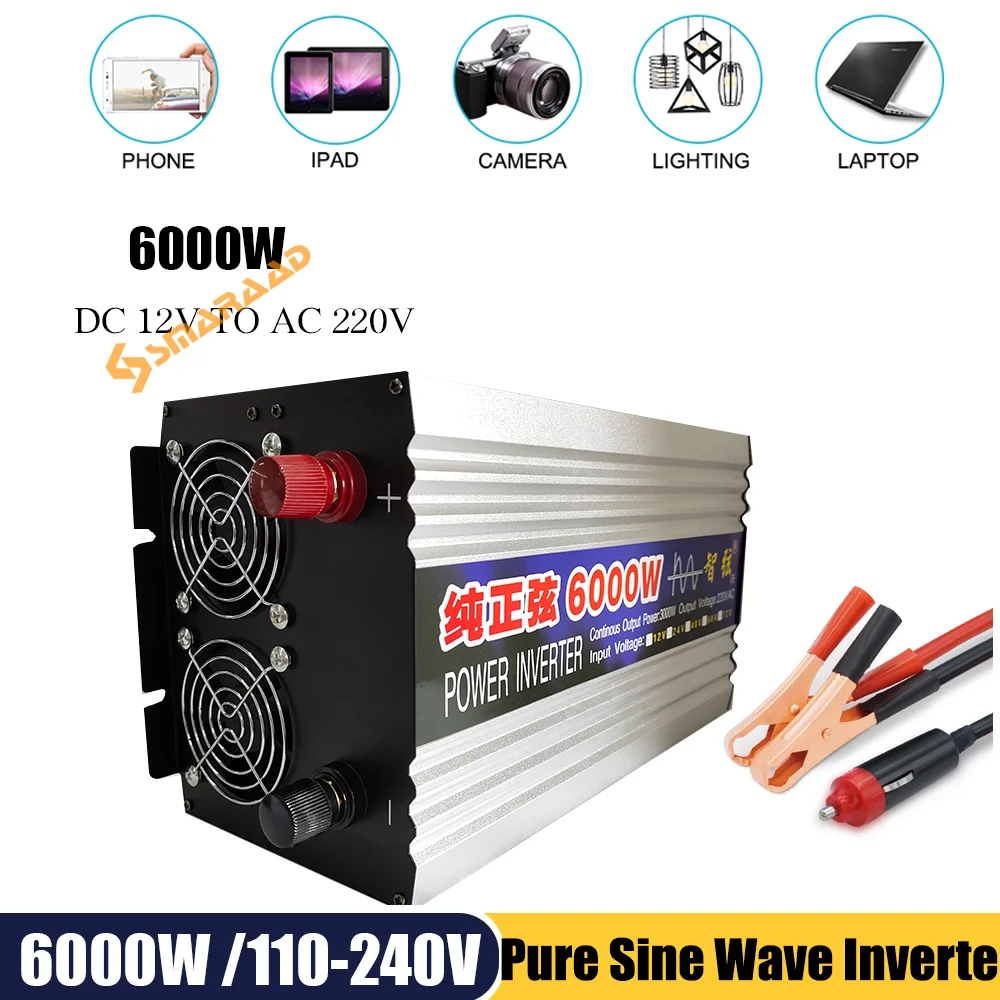 6000WPureSineWaveInverterSolarPowerInverter12v220vDCAC