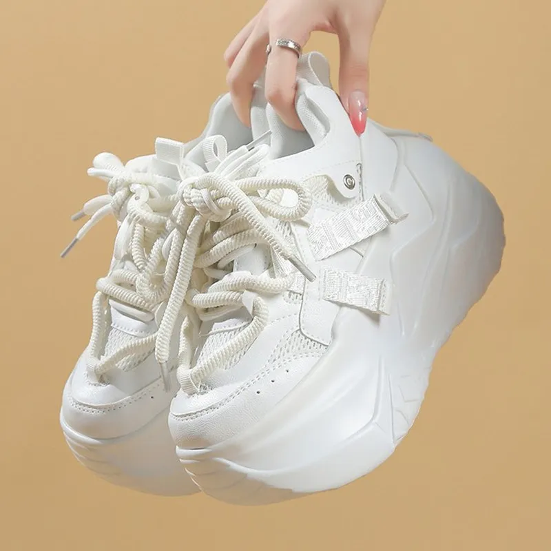 Luxury Women's Lace-Up Vulcanized Shoes - Breathable, Comfortable, Casual Footwear