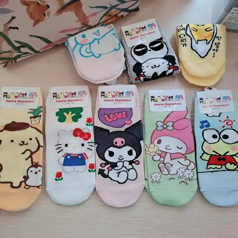 

Spring 2023 New Cartoon Socks Sanrio Cinnamoroll Kitty Kuromi Mymelody Kawaii Academy Style Creative and Comfortable Socks