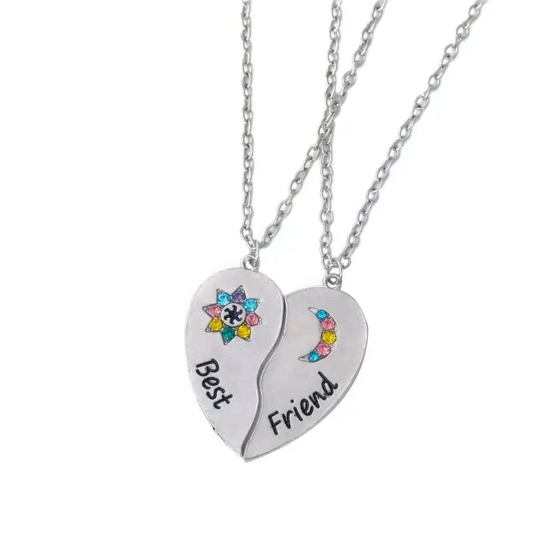 4-piece Set Best Friend Friendship Necklace Sun Moon Cloud And
