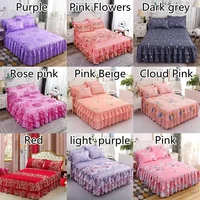 Ruffle Skirt Bedspread Home Textile Printed Bed Skirt Bedroom Coverlets Bedspreads Sheets Dust Cover Bedding  3PCS/Set 4