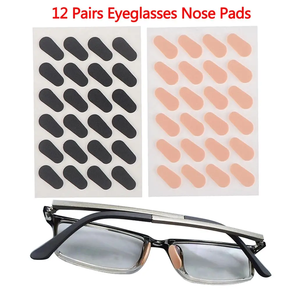 

12 Pairs Unisex High Temperature Resistance Skin Tone/Black EVA Nose Pad Non-slip Self-adhesive Glasses Nose Pads