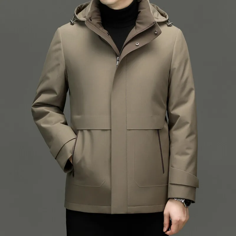 High Quality Men's Hooded Duck Down Jackets Winter Business Casual Windproof Warm Puffer Coat Outwear Thicken Top Parka Clothing