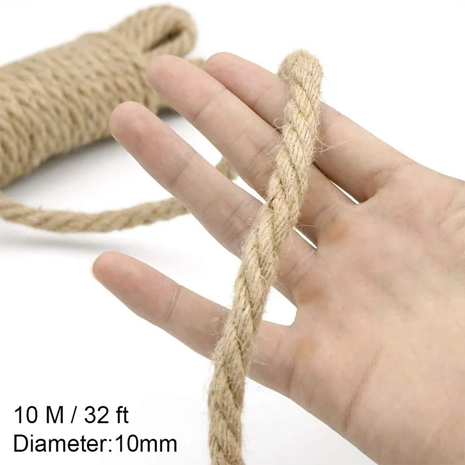 10mm Natural Hessian Jute Twine String Label Hang Rope Wedding Home Woven Decorative Diy Crafts Rope 10m Length