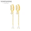 YUXINTOME 1 PC 925 en argent Sterling aiguille d'oreille coloré Zircon chaîne gland boucles d'oreilles pour les femmes deux trous boucle d'oreille bijoux A45