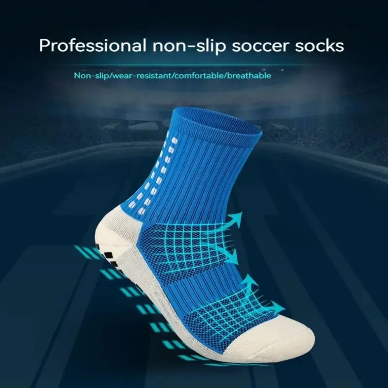 Non-Slip Friction Breathable Mid-Length Cushioning Soccer Socks Thickened Towel Bottom Sweat Anti-Odor Dot Glue Socks