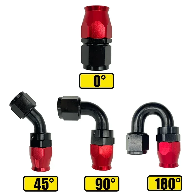 2Pcs AN4 AN6 AN8 AN10 AN12 For Swivel PTFE Oil Fuel Line Hose End Fittings Straight 0&deg;/45&deg;/90&deg;/180&deg; Reusable Hose Pipe Adapters