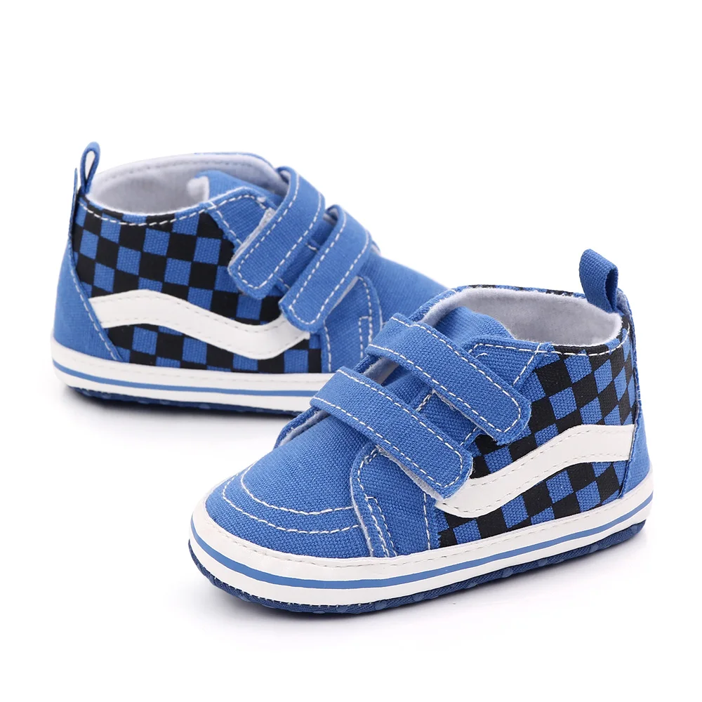 Baby Boy Shoes Checkerboard Print Casual Canvas Soft Sole Newborn Walker Crib Shoe Unisex 4