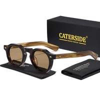 CATERSIDE Classics Acetate Round Men Sunglasses Small Frame High-Quality Frame Sun Glasses Women Party Travel Outdoor Glasses