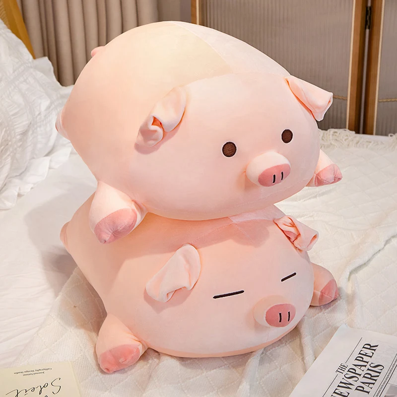 Peluche de cerdito Rosa esponjoso de gran tamaño, almohada de tiro