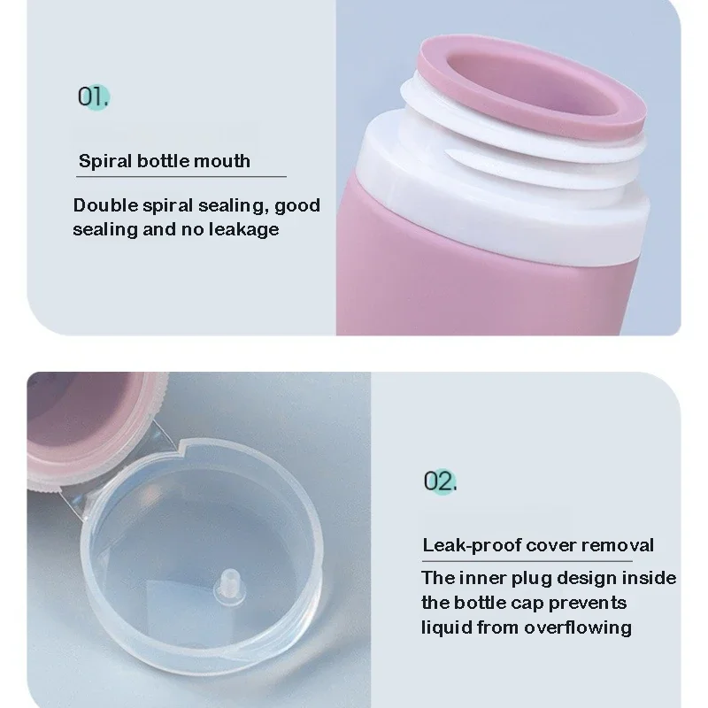 90ml travel silicone travel dispensing bottle flat cosmetic storage bottle wash and skin care product dispensing set